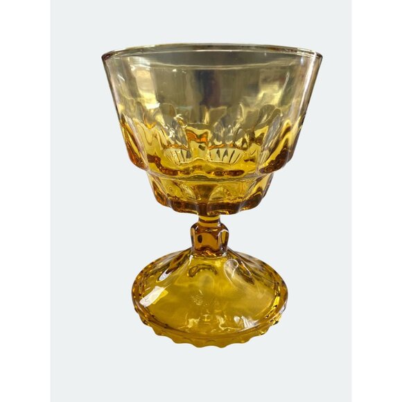 Amber Glass Compote Thumprint Pattern & Pedestal Base - Picture 1 of 4